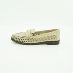 Luisa Barcelos Cream Woven Leather Kiltie Fringe Penny Loafer | 13170050