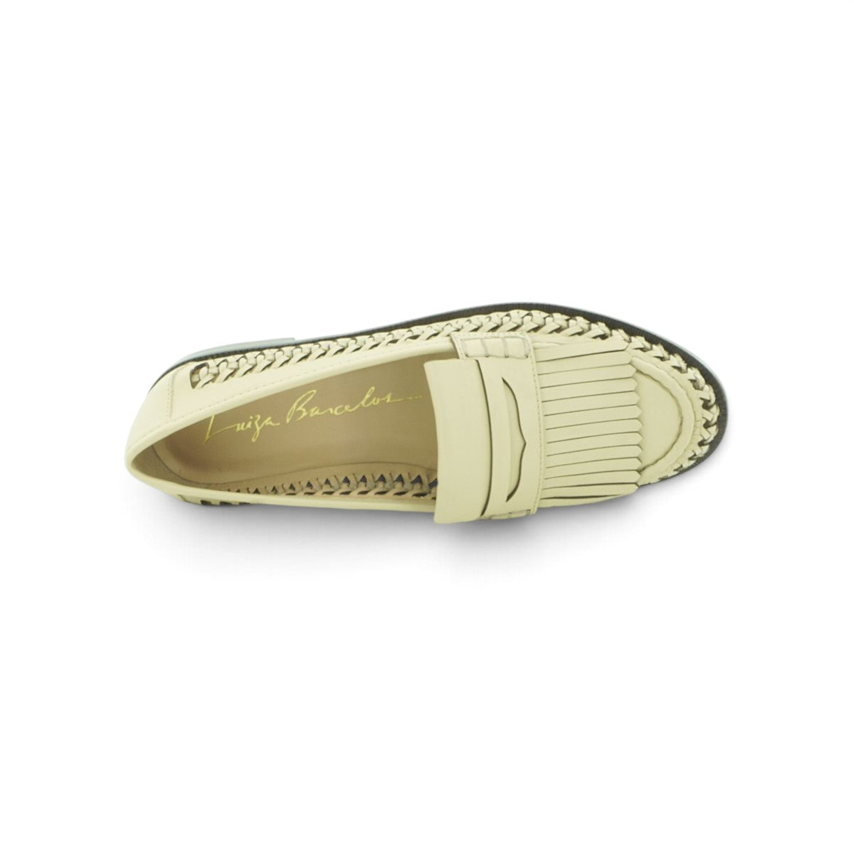 Luisa Barcelos Cream Woven Leather Kiltie Fringe Penny Loafer | 13170050