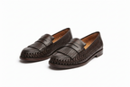 Luisa Barcelos Brown Woven Leather Kiltie Fringe Loafer | 13170050