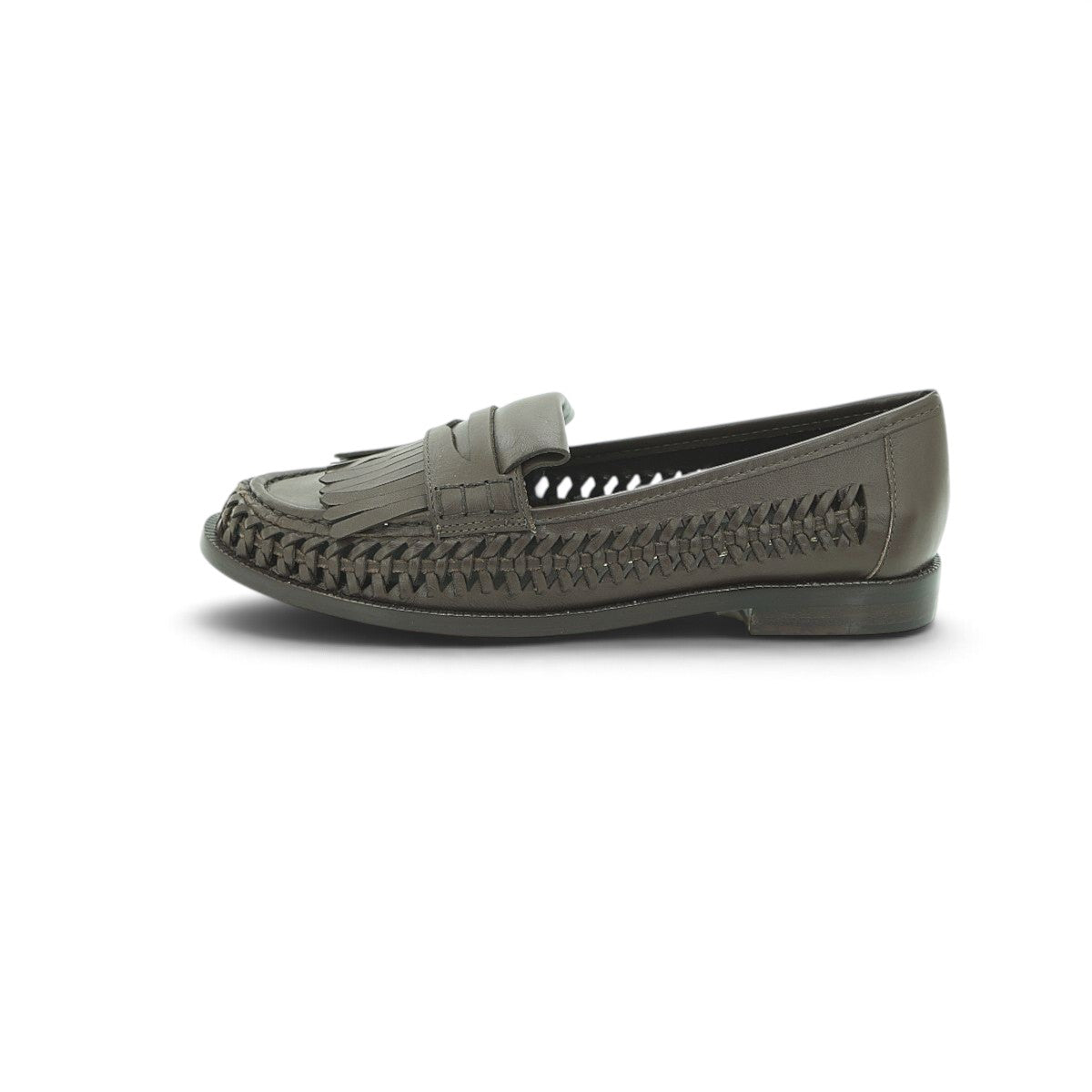Luisa Barcelos Brown Woven Leather Kiltie Fringe Loafer | 13170050