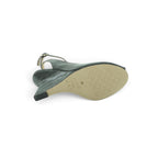 Luisa Barcelos Black Croc-Embossed Leather Peep-Toe Wedge Sandal | 13400042