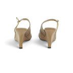Luisa Barcelos Nude & Black Brogue Leather Slingback Wedge Pump | 13420034
