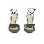 Luisa Barcelos Black Braided Leather Strappy Heeled Sandal | 13970023