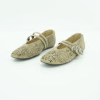 Luisa Barcelos Sand Suede Laser-Cut Double Strap Mary Jane Flat | 14020013