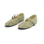 Luisa Barcelos Sand Suede Laser-Cut Double Strap Mary Jane Flat | 14020013