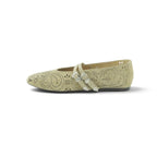 Luisa Barcelos Sand Suede Laser-Cut Double Strap Mary Jane Flat | 14020013