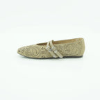 Luisa Barcelos Sand Suede Laser-Cut Double Strap Mary Jane Flat | 14020013