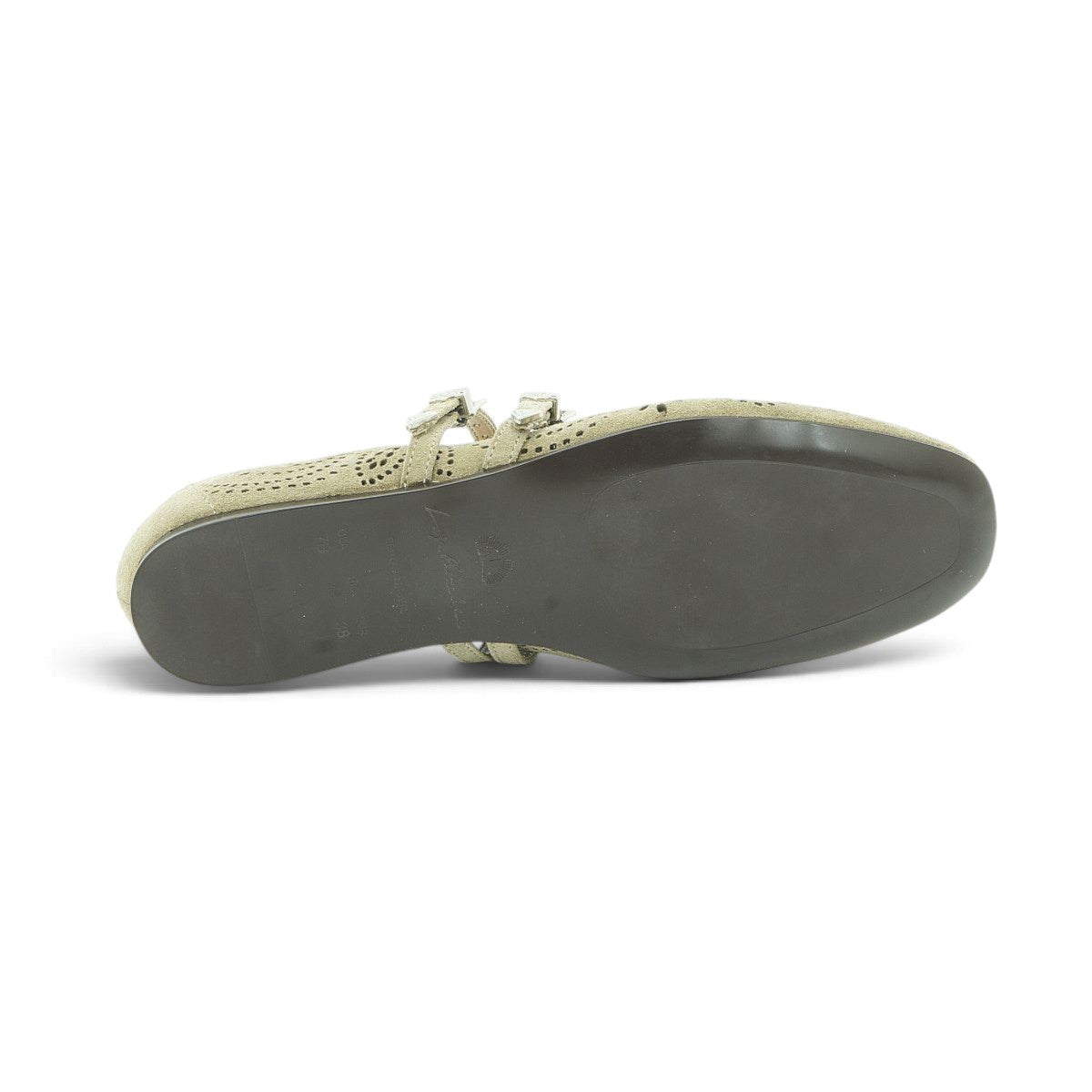 Luisa Barcelos Sand Suede Laser-Cut Double Strap Mary Jane Flat | 14020013