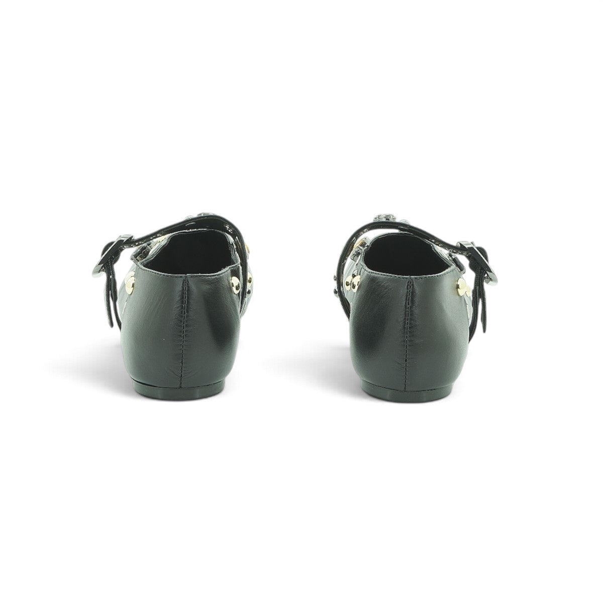 Luisa Barcelos Black Leather Embellished Mary Jane Flat | 14020021