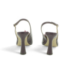 Luisa Barcelos Plum Leather Slingback Pump with 3D Ombré Flower | 14090007