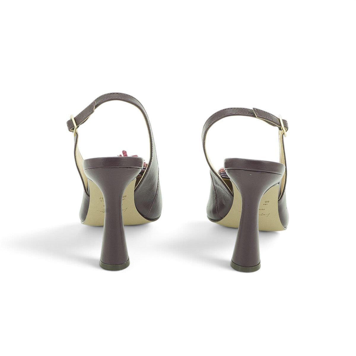 Luisa Barcelos Plum Leather Slingback Pump with 3D Ombré Flower | 14090007