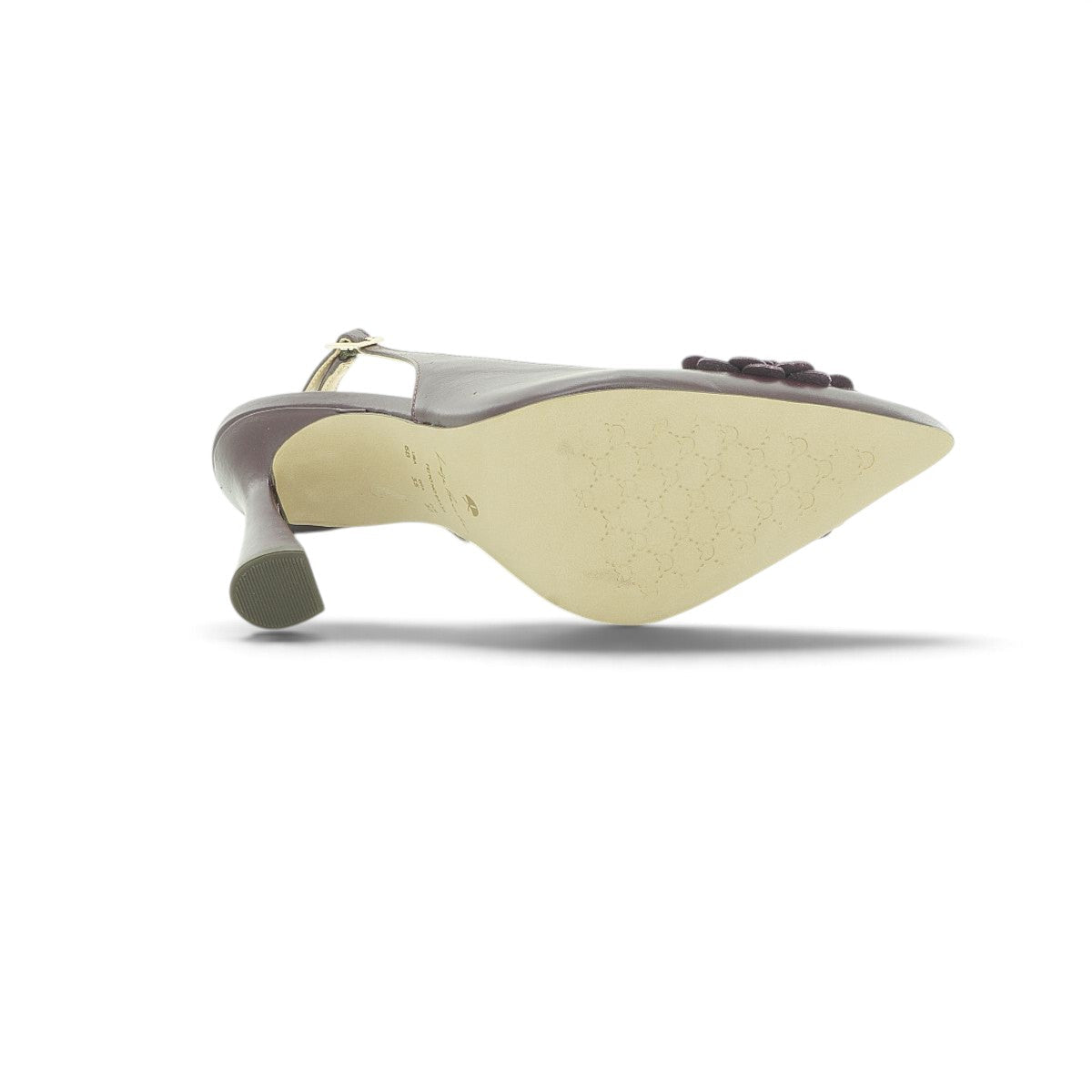 Luisa Barcelos Plum Leather Slingback Pump with 3D Ombré Flower | 14090007