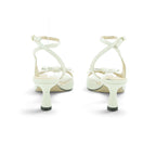 Luisa Barcelos Cream Leather Bow Slingback Sandal with Kitten Heel | 14290015