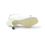 Luisa Barcelos Cream Leather Bow Slingback Sandal with Kitten Heel | 14290015