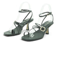 Luisa Barcelos Forest Green Leather Strappy Heeled Sandal | 14290026