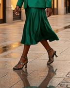Luisa Barcelos Forest Green Leather Strappy Heeled Sandal | 14290026