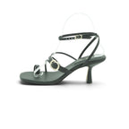 Luisa Barcelos Forest Green Leather Strappy Heeled Sandal | 14290026