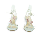 Luisa Barcelos Ice Blue Strappy Heeled Sandal with Pink Bead Charm | 14300014