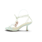 Luisa Barcelos Ice Blue Strappy Heeled Sandal with Pink Bead Charm | 14300014