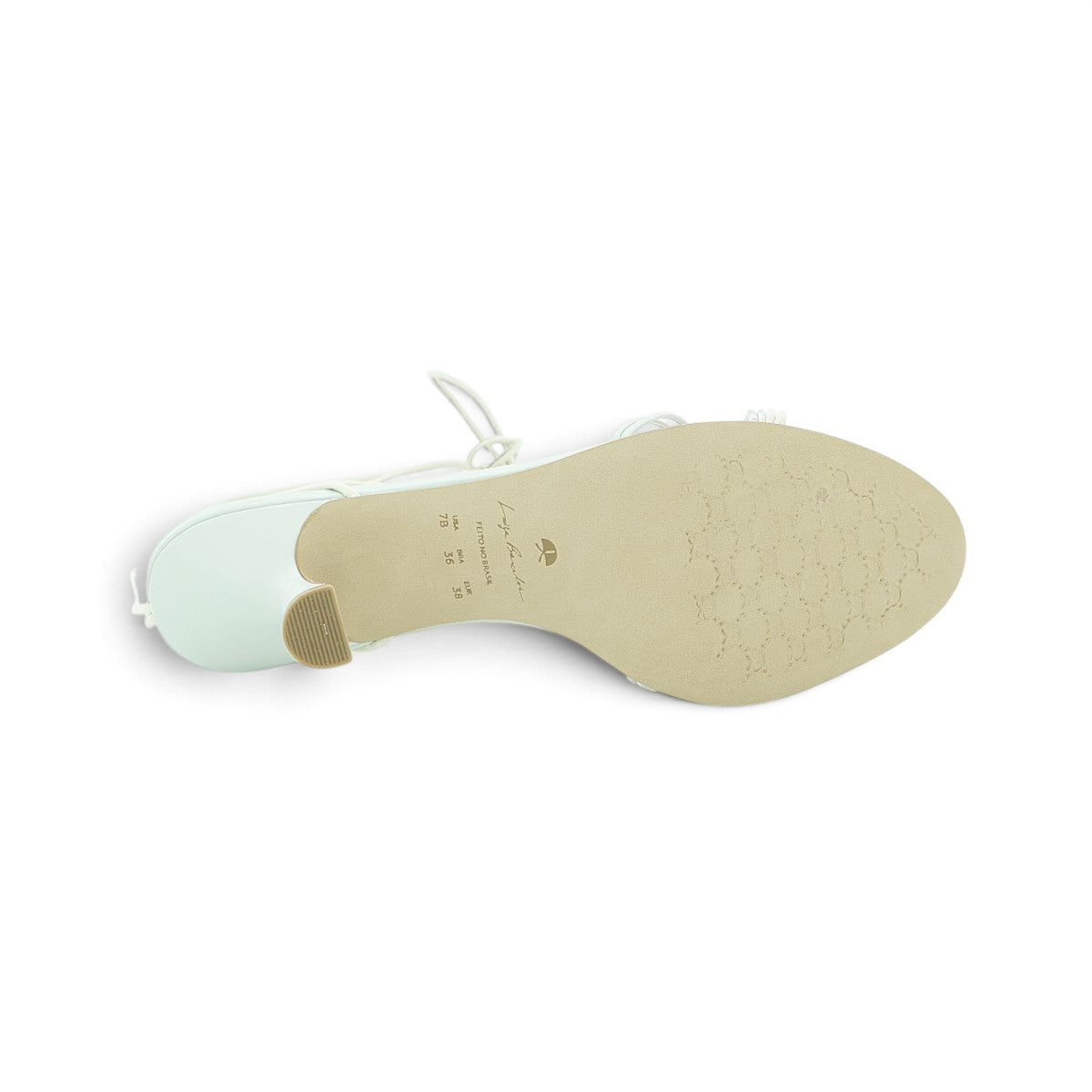 Luisa Barcelos Ice Blue Strappy Heeled Sandal with Pink Bead Charm | 14300014