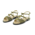 Luisa Barcelos Khaki Suede Studded Gladiator Flat Sandal | 60450033