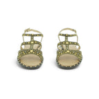 Luisa Barcelos Khaki Suede Studded Gladiator Flat Sandal | 60450033