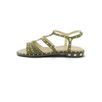 Luisa Barcelos Khaki Suede Studded Gladiator Flat Sandal | 60450033