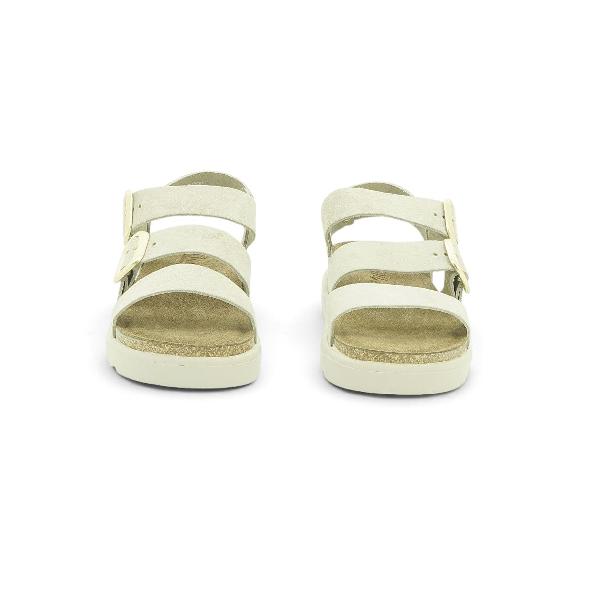Yokono Cream Nubuck Triple-Strap Cork Flatform Sandal | TUNEZ-127