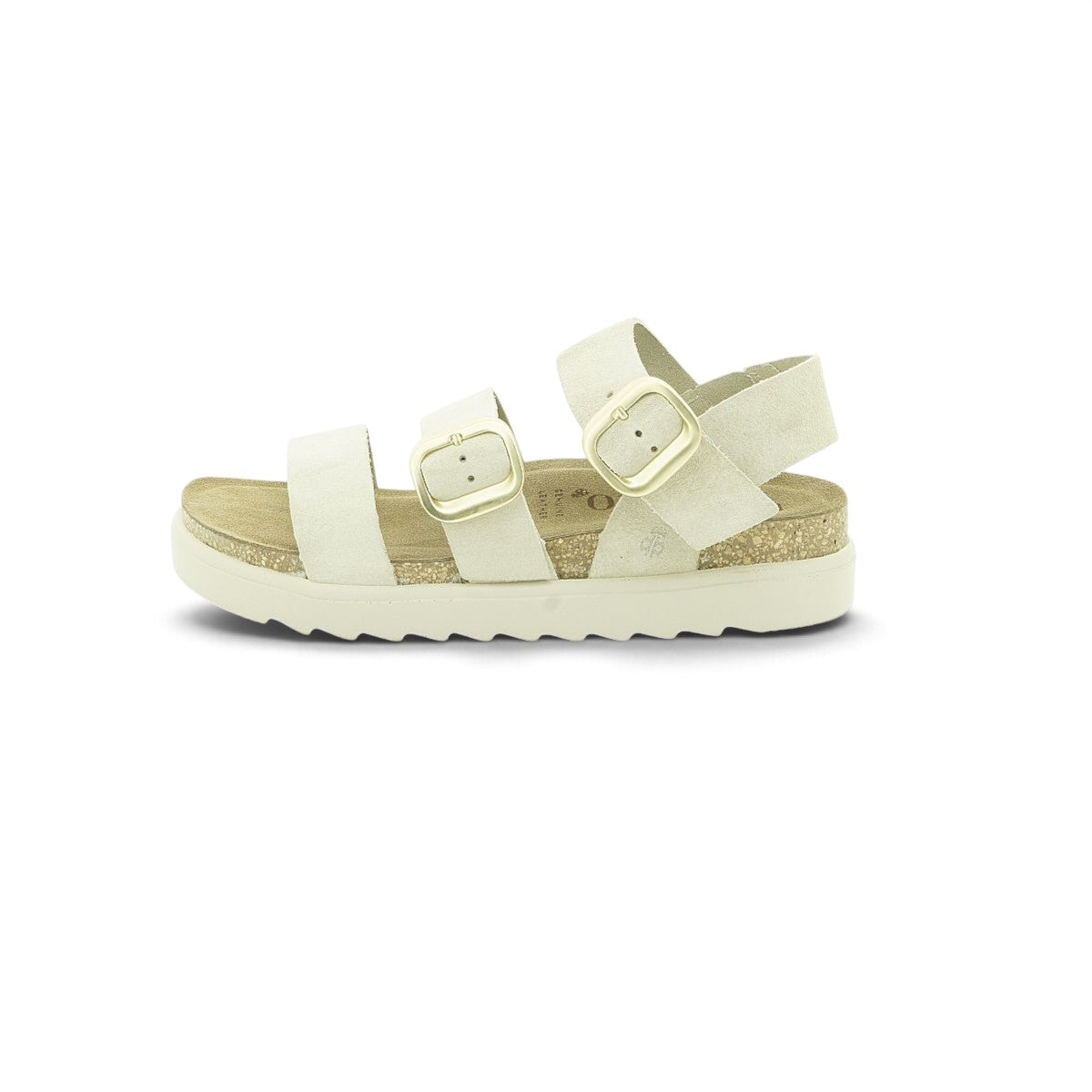Yokono Cream Nubuck Triple-Strap Cork Flatform Sandal | TUNEZ-127