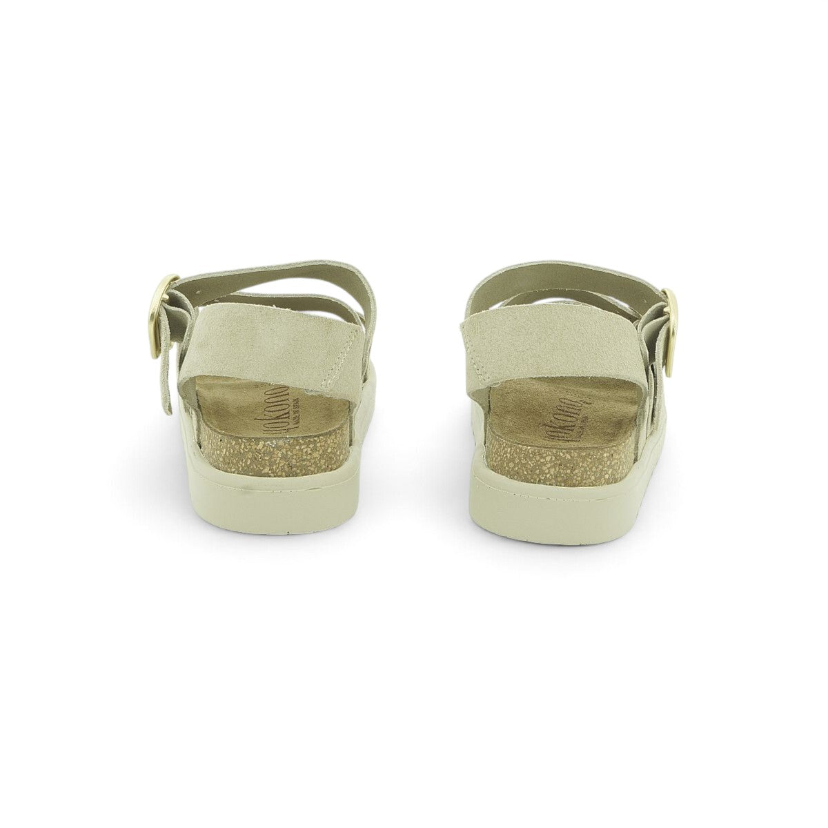Yokono Cream Nubuck Triple-Strap Cork Flatform Sandal | TUNEZ-127