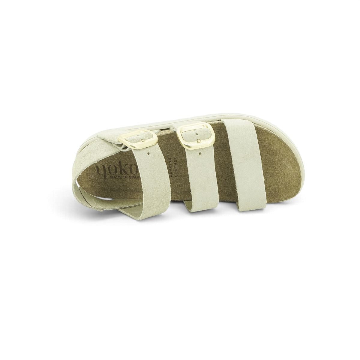 Yokono Cream Nubuck Triple-Strap Cork Flatform Sandal | TUNEZ-127