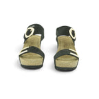 Yokono Black Nubuck Double-Strap Cork Wedge Sandal | BARI-255