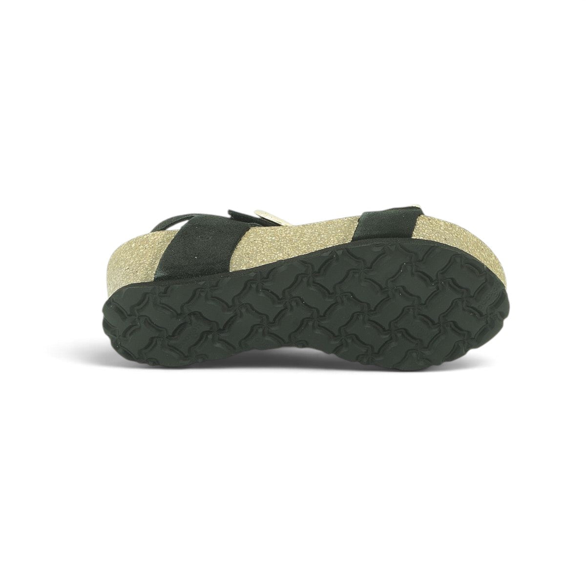 Yokono Black Nubuck Double-Strap Cork Wedge Sandal | BARI-255