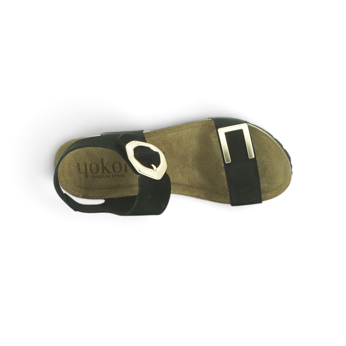 Yokono Black Nubuck Double-Strap Cork Wedge Sandal | BARI-255
