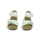 Yokono White Leather Multi-Strap Cork Wedge Sandal | CADIZ-254