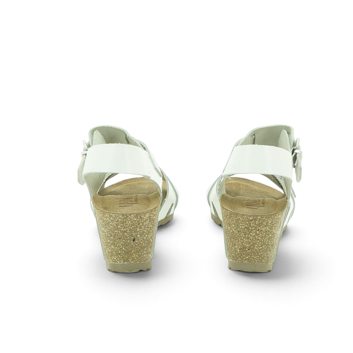 Yokono White Leather Multi-Strap Cork Wedge Sandal | CADIZ-254