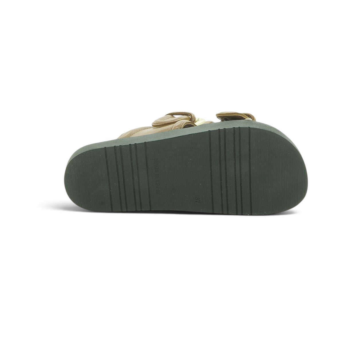 Yokono Tan Leather Padded Double-Strap Gold Buckle Flat Slide | MORENA-311