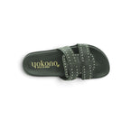 Yokono Black Leather Studded Woven Cross-Strap Flat Slide | MORENA-312