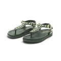 Yokono Black Leather Gold Pyramid Studded T-Bar Flat Sandal | MORENA-315