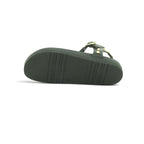 Yokono Black Leather Gold Pyramid Studded T-Bar Flat Sandal | MORENA-315