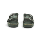 Yokono Espresso Nubuck Western Buckle Double-Strap Cork Flat Slide | TUNEZ-253