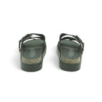 Yokono Espresso Nubuck Western Buckle Double-Strap Cork Flat Slide | TUNEZ-253