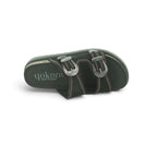 Yokono Espresso Nubuck Western Buckle Double-Strap Cork Flat Slide | TUNEZ-253