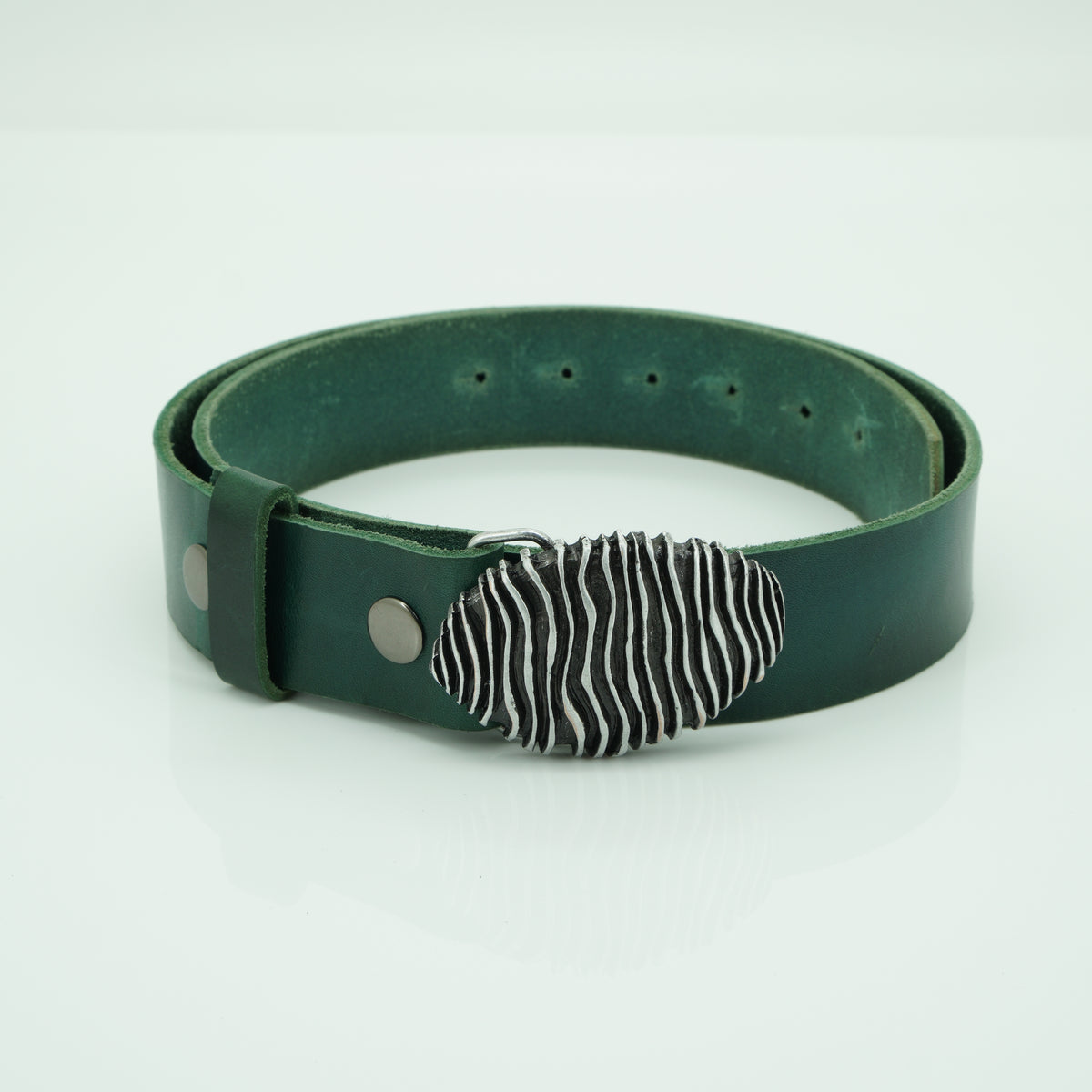 Turquoise smooth leather belt 38mm