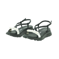Hispanitas Black & White Leather Cross-Strap Lug Sole Flat Sandal | HV264832