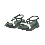 Hispanitas Black & White Leather Cross-Strap Lug Sole Flat Sandal | HV264832